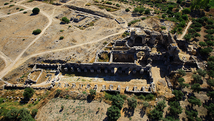 Aerial view of the Faustina Thermae from the west
