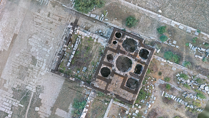 Hamam next to the Delphinion Orthomosaic of the hamam next to the Delphinion, including the layout